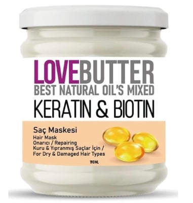 Love butter възстановяваща маска за коса с кератин и биотин за суха и увредена коса