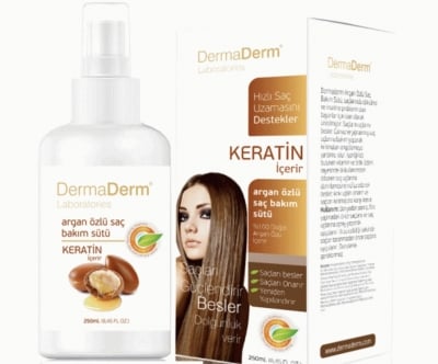 DermaDerm Лосион за ефективна поддръжка на коса с мляко от арган и кератин - 250мл. 